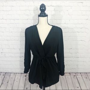 Umgee Black Crossover Tie Top Size S